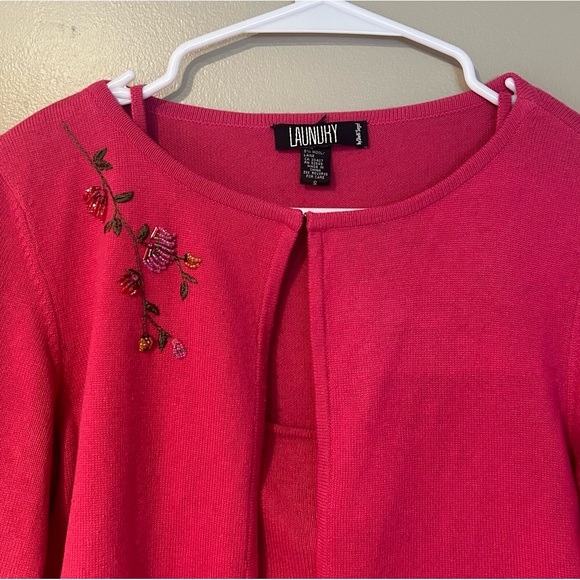 vintage retro embroidered beaded cardigan and tank office grandmacore set - Picture 4 of 5